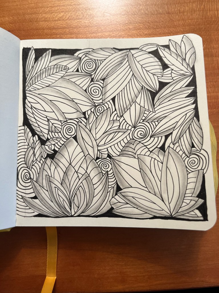 Emily's personal zentangle design in her flowers and nature series