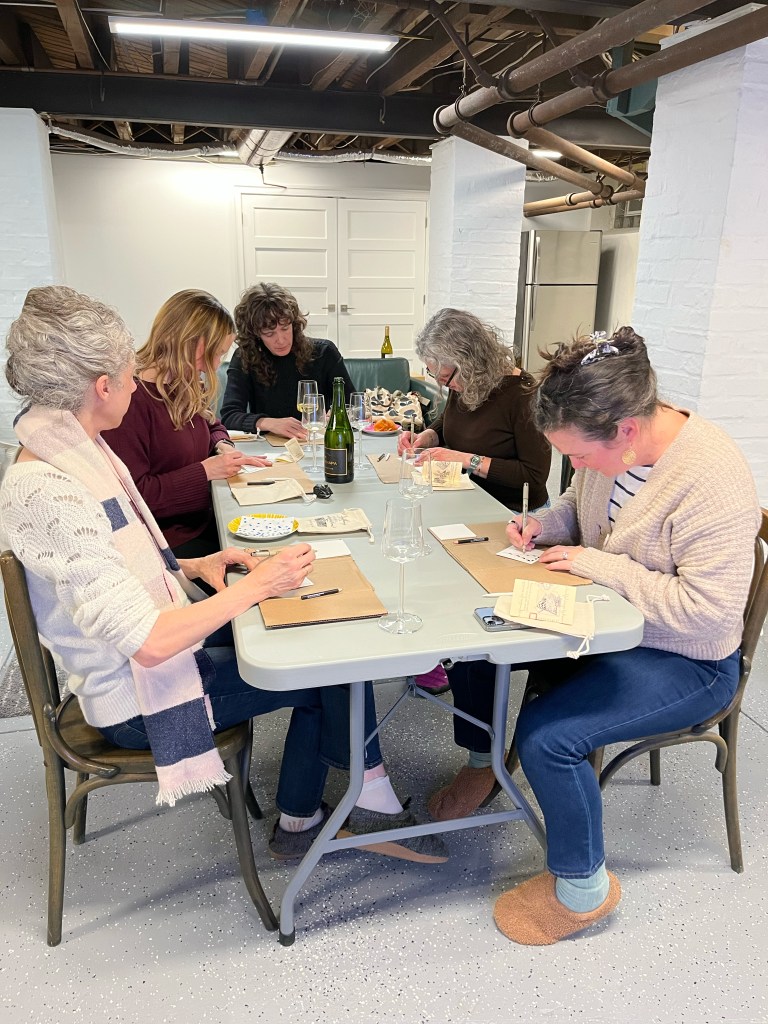 group of women participating in a zentangle workshop